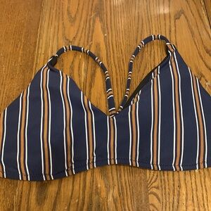 NWOT ISABELLA ROSE Navy Blue Striped Bikini Bra‎ Top D Cup